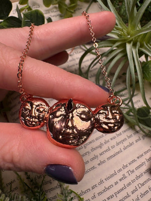 Triple Garnet Goddess Necklace detail view by Copper Ashes