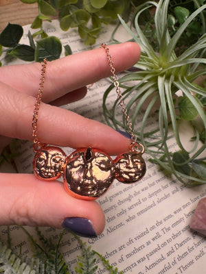 Triple Garnet Goddess Necklace detail view by Copper Ashes