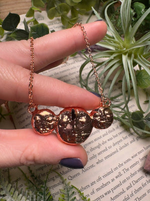 Triple Garnet Goddess Necklace detail view by Copper Ashes