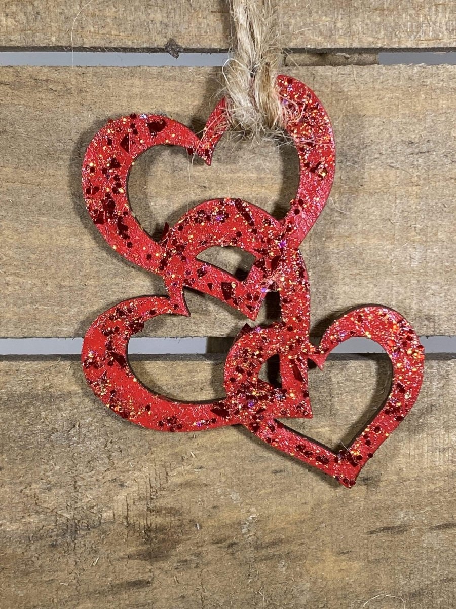 Triple Heart Wooden Christmas Ornament | Love-Themed Holiday Decor by Cate's Concepts, LLC, Southern home decor detail photo 3