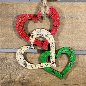 Triple Heart Wooden Christmas Ornament | Love-Themed Holiday Decor by Cate's Concepts, LLC, Southern home decor main product photo