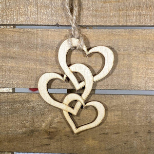 Triple Heart Wooden Christmas Ornament | Love-Themed Holiday Decor by Cate's Concepts, LLC, Southern home decor detail photo 5