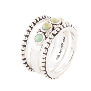 Triple Play Blue Turquoise and Sterling Silver Stack Ring by Barse Jewelry