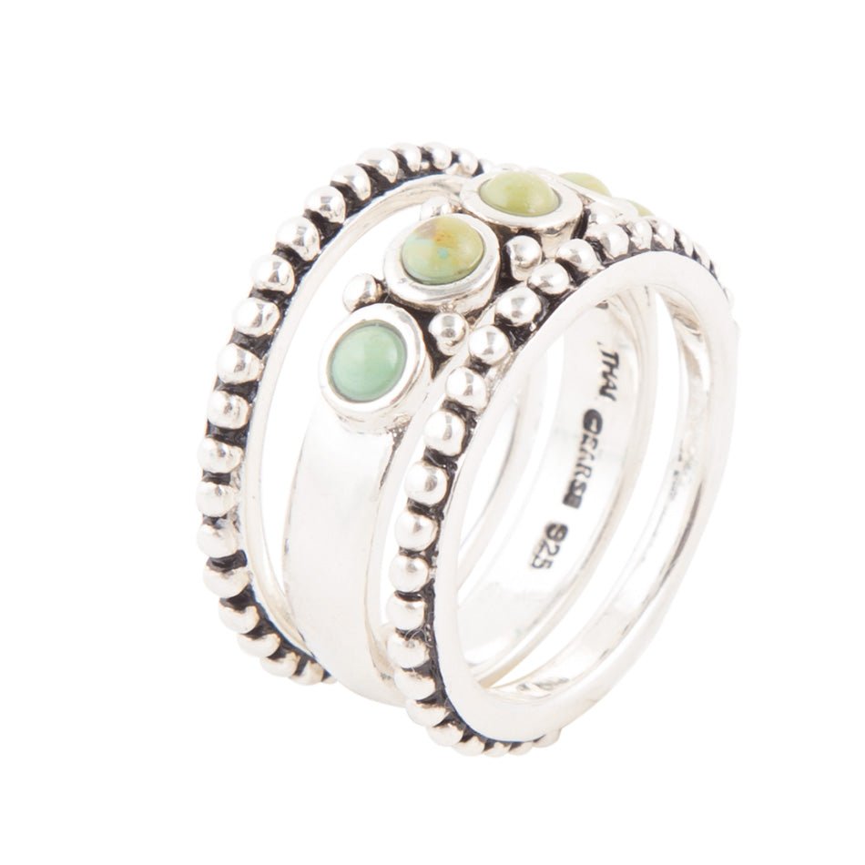 Triple Play Blue Turquoise and Sterling Silver Stack Ring by Barse Jewelry