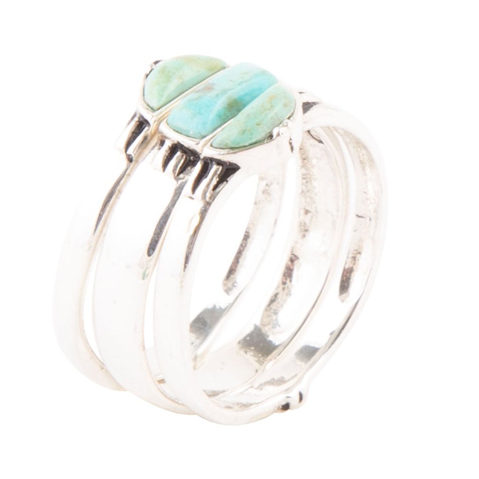 Triple Stack Shaped Turquoise and Sterling Silver Ring Set by Barse Jewelry