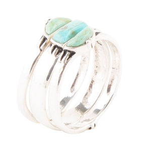 Triple Stack Shaped Turquoise and Sterling Silver Ring Set by Barse Jewelry