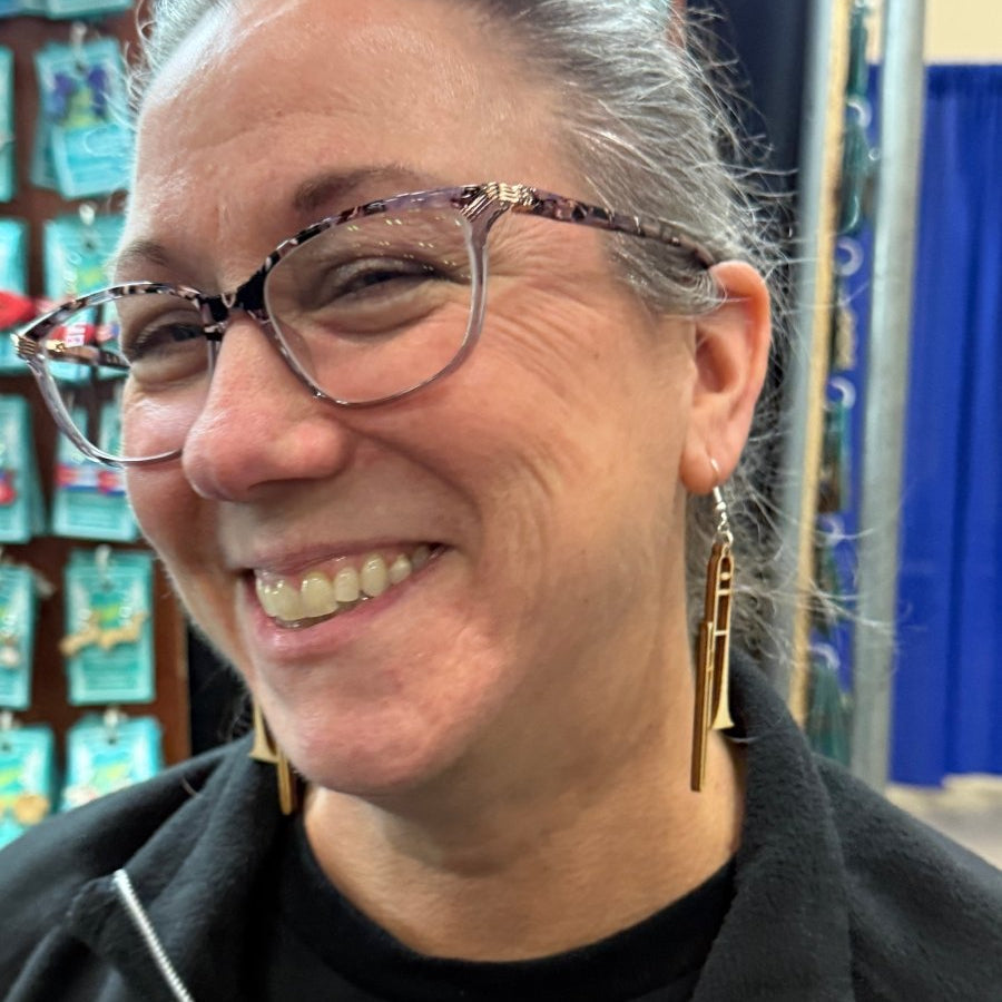 Trombone Wooden Earrings | Band Musician Jewelry by Cate's Concepts, LLC, handmade jewelry detail photo 4