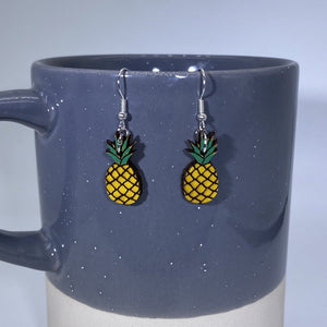 Pineapple Wooden Dangle Earrings | Tropical Fruit Jewelry by Cate's Concepts, LLC, handmade jewelry detail photo 7