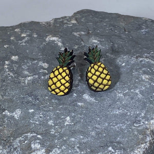 Pineapple Wooden Dangle Earrings | Tropical Fruit Jewelry by Cate's Concepts, LLC, handmade jewelry detail photo 2