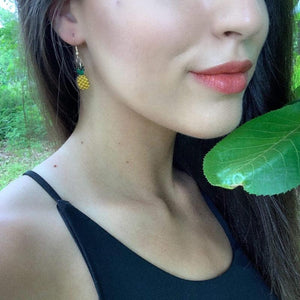 Pineapple Wooden Dangle Earrings | Tropical Fruit Jewelry by Cate's Concepts, LLC, handmade jewelry detail photo 4