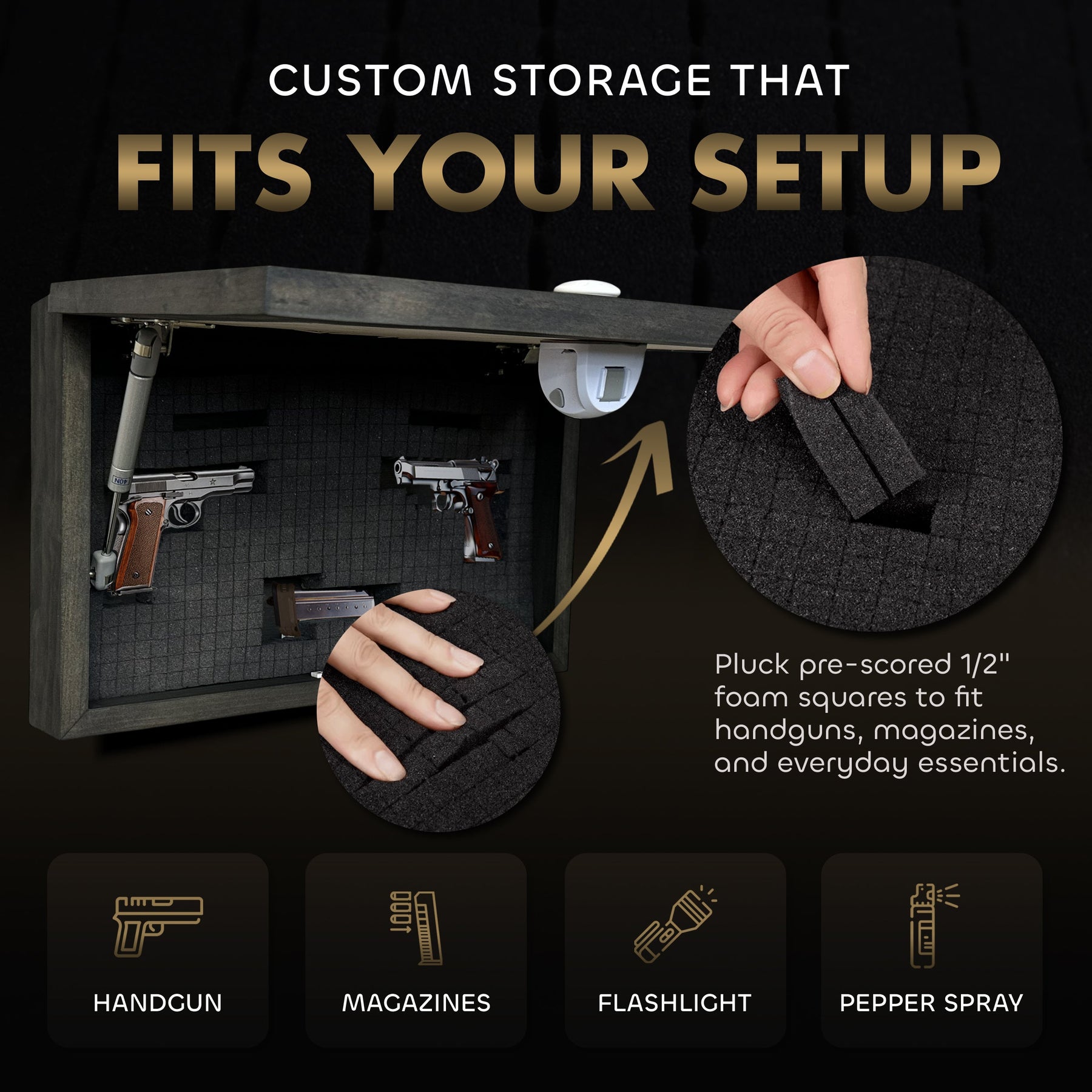 Wild Turkey Pair Gun Concealment Furniture - Handcrafted Hidden Gun Storage Wall Decor - Hidden Safe Furniture with Magnetic