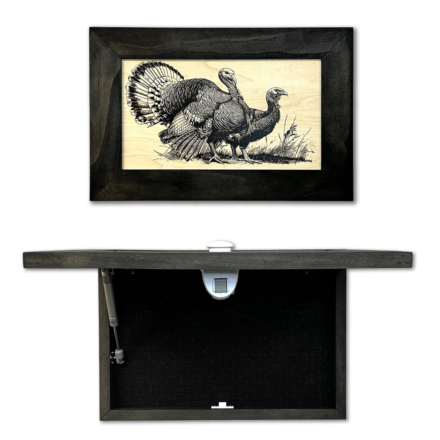 Wild Turkey Pair Gun Concealment Furniture - Handcrafted Hidden Gun Storage Wall Decor - Hidden Safe Furniture with Magnetic