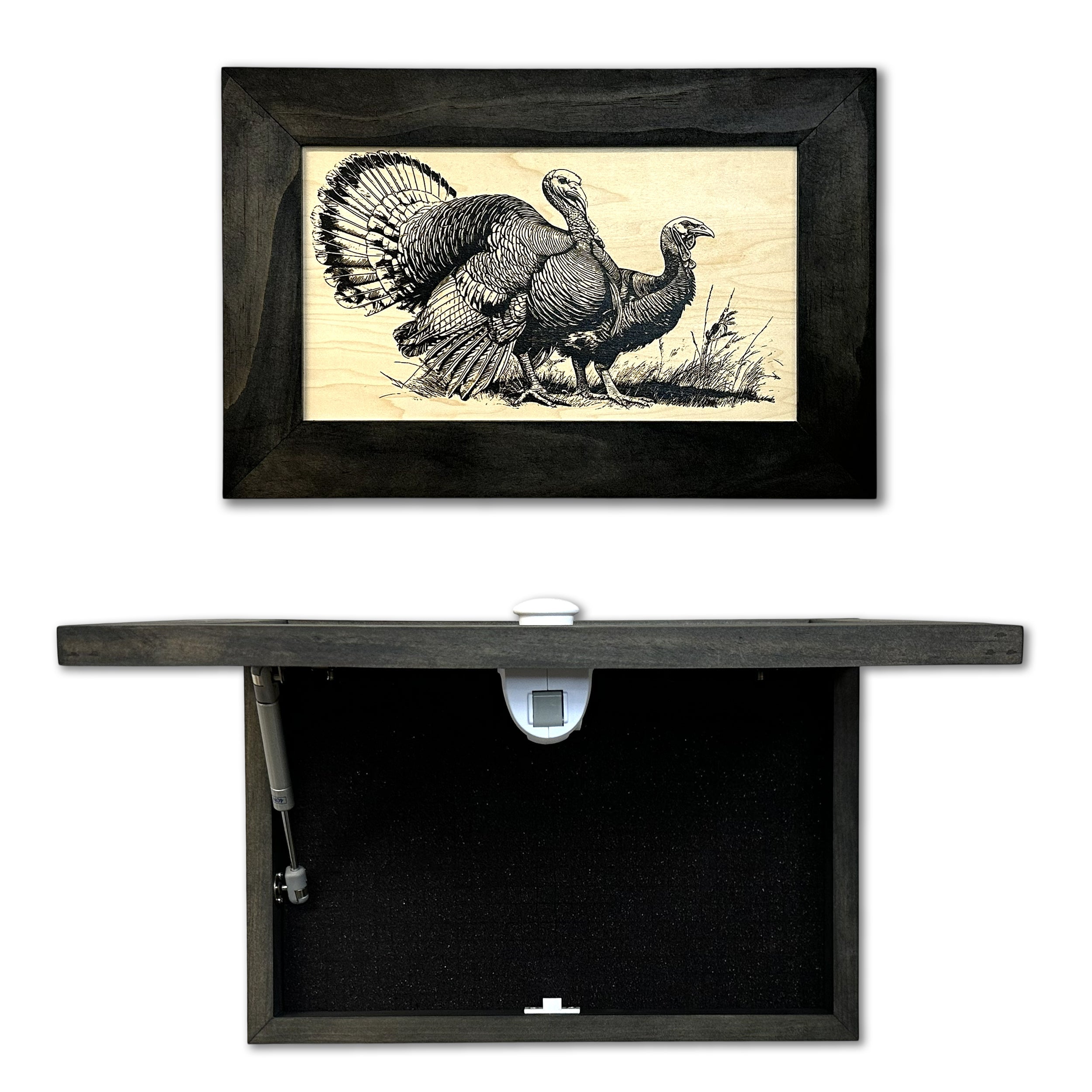 Wild Turkey Pair Gun Concealment Furniture - Handcrafted Hidden Gun Storage Wall Decor - Hidden Safe Furniture with Magnetic