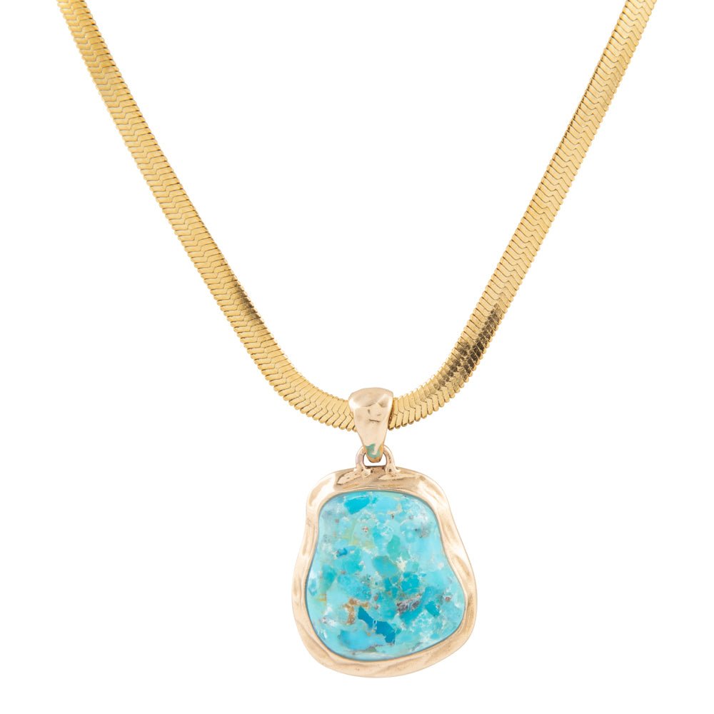 Turquoise Baron Snake Chain Pendant Necklace by Barse Jewelry