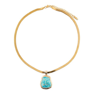 Turquoise Baron Snake Chain Pendant Necklace detail view by Barse Jewelry