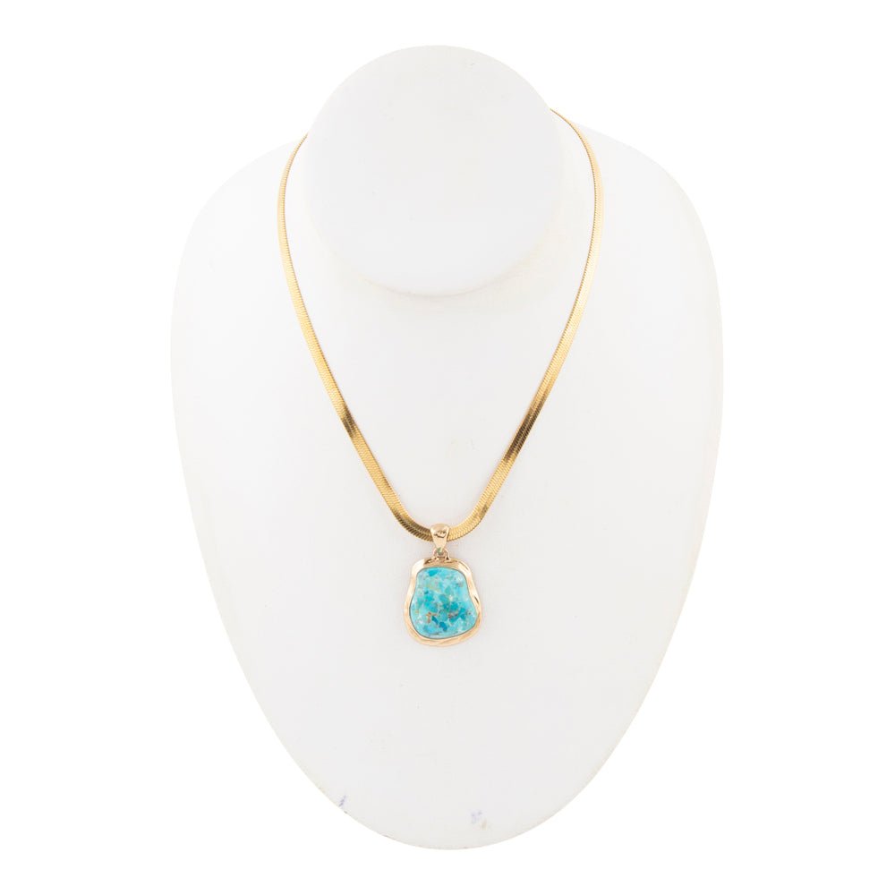Turquoise Baron Snake Chain Pendant Necklace detail view by Barse Jewelry