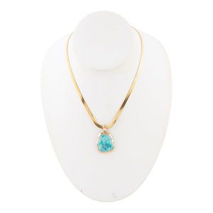 Turquoise Baron Snake Chain Pendant Necklace detail view by Barse Jewelry