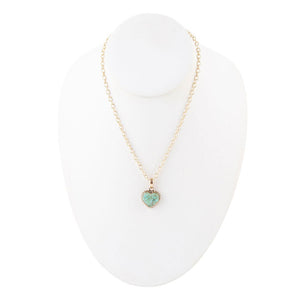 Turquoise Heart Pendant and Bronze Necklace detail view by Barse Jewelry
