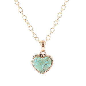 Turquoise Heart Pendant and Bronze Necklace by Barse Jewelry