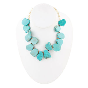 Turquoise Magnesite Slab Golden Necklace detail view by Barse Jewelry