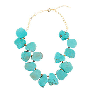 Turquoise Magnesite Slab Golden Necklace by Barse Jewelry