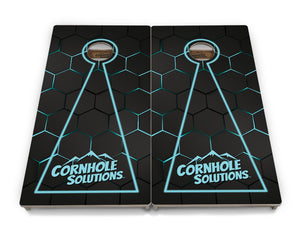 Glow Hole Black Backgound Cornhole Boards - Professional Tournament Series