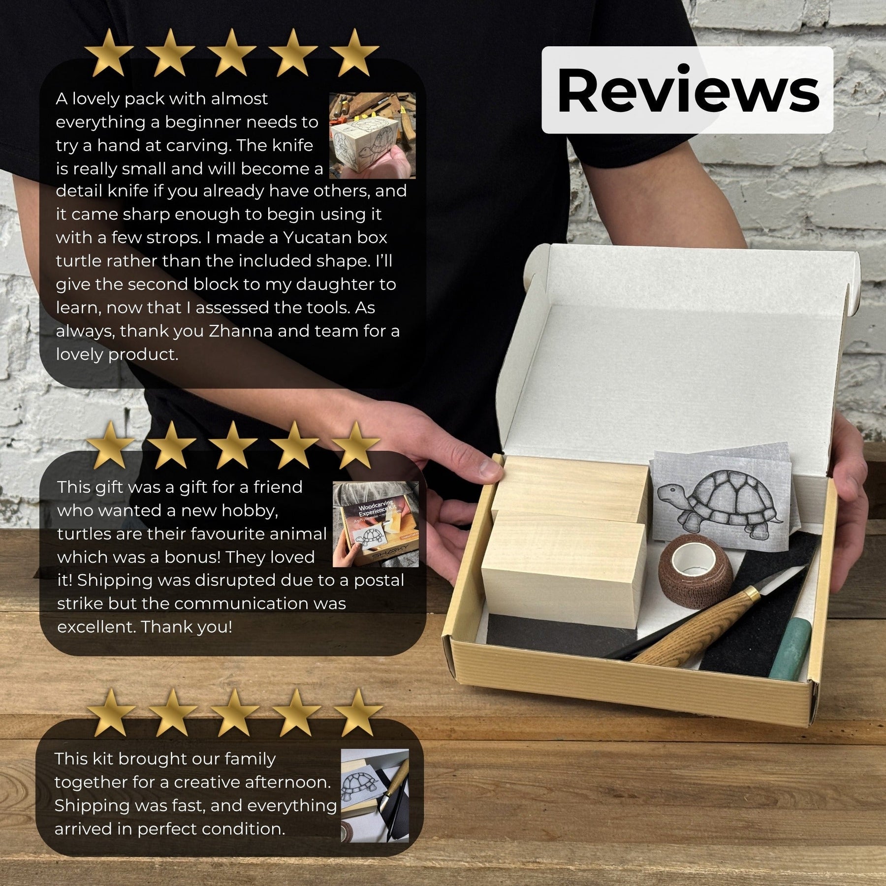 Turtle Carving Kit – Complete Starter Whittling Kit for Beginners, Adults, Teens, and Kids detail view by Sharky Forged Steel