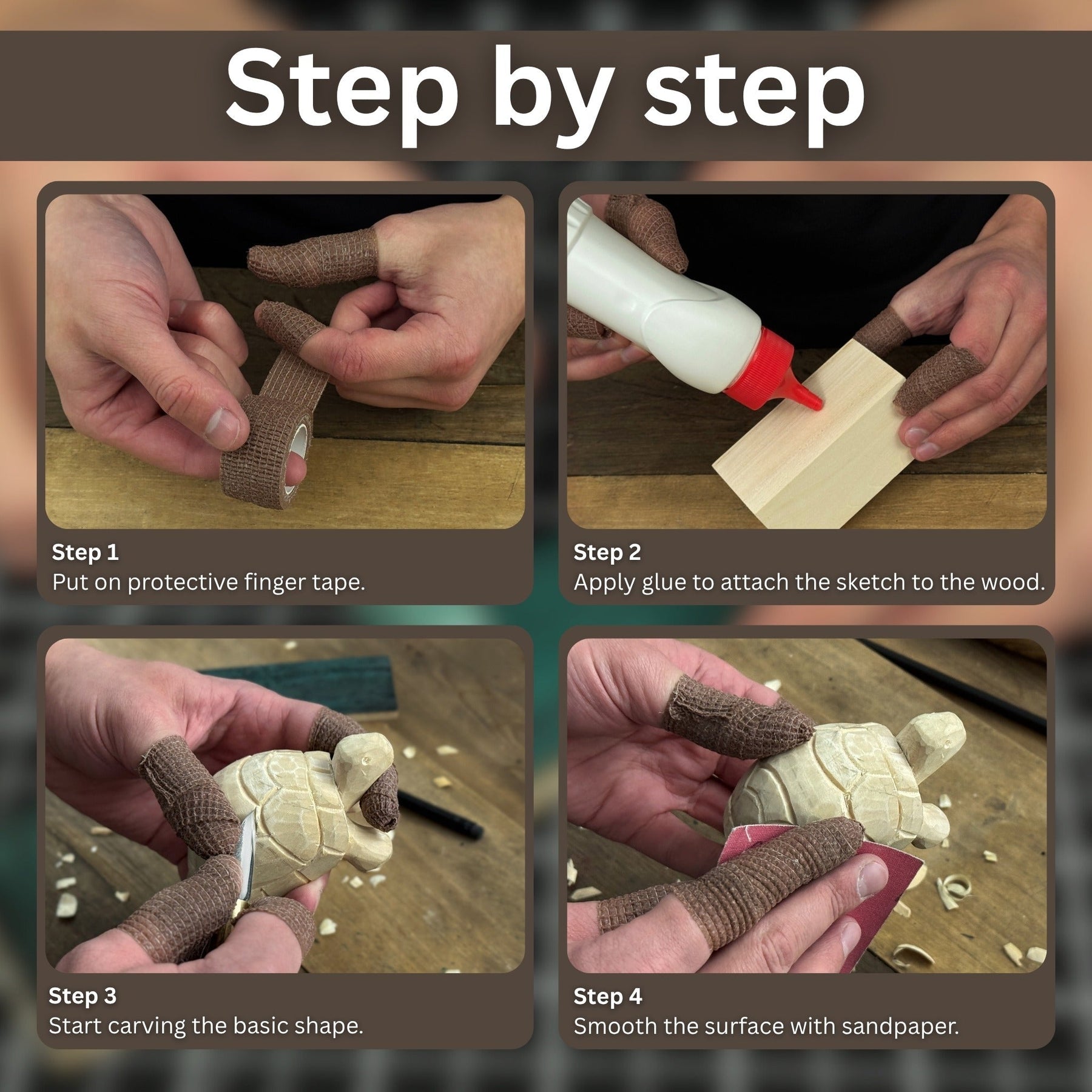 Turtle Carving Kit – Complete Starter Whittling Kit for Beginners, Adults, Teens, and Kids detail view by Sharky Forged Steel