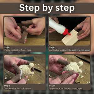 Turtle Carving Kit – Complete Starter Whittling Kit for Beginners, Adults, Teens, and Kids detail view by Sharky Forged Steel