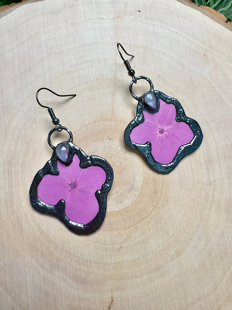 Twinkleaura- Moonstone and Flower Earrings by Copper Ashes