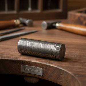 5 Inch Twisted Damascus Steel Round Billet Bar for Guards Rings and Jewelry Making by JW SteelCrafts, handmade jewelry detail photo 2