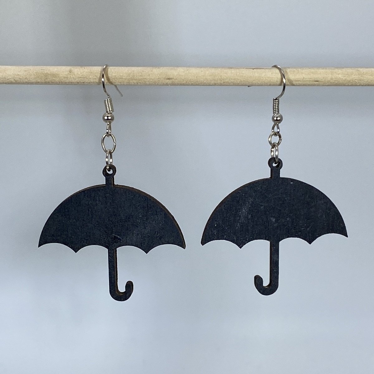 Umbrella Wooden Dangle Earrings | Rainy Day Weather Jewelry Gift detail view by Cate's Concepts, LLC