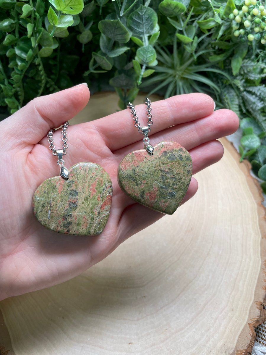 Unakite Jasper Heart Necklace by Copper Ashes