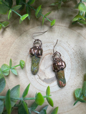 Unakite Jasper Penis Earrings by Copper Ashes