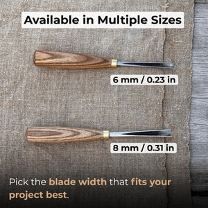V-Parting Chisel 60 Degree, blade 6 mm (0.24 inches) detail view by Sharky Forged Steel Tools