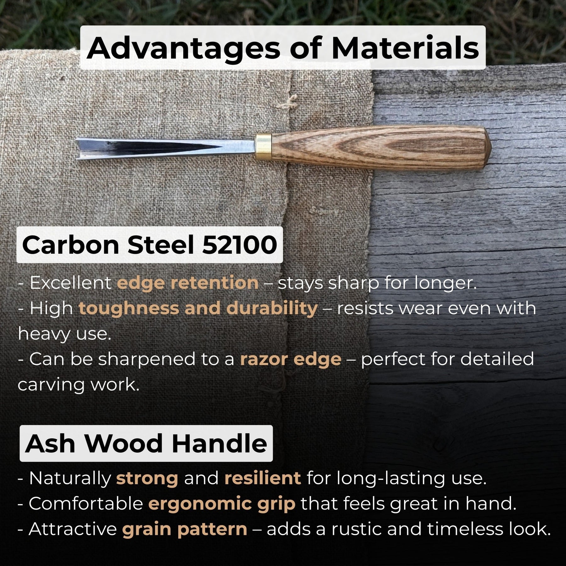 V-Parting Chisel 60 Degree, Blade 8 mm (0.31 inches) detail view by Sharky Forged Steel Tools