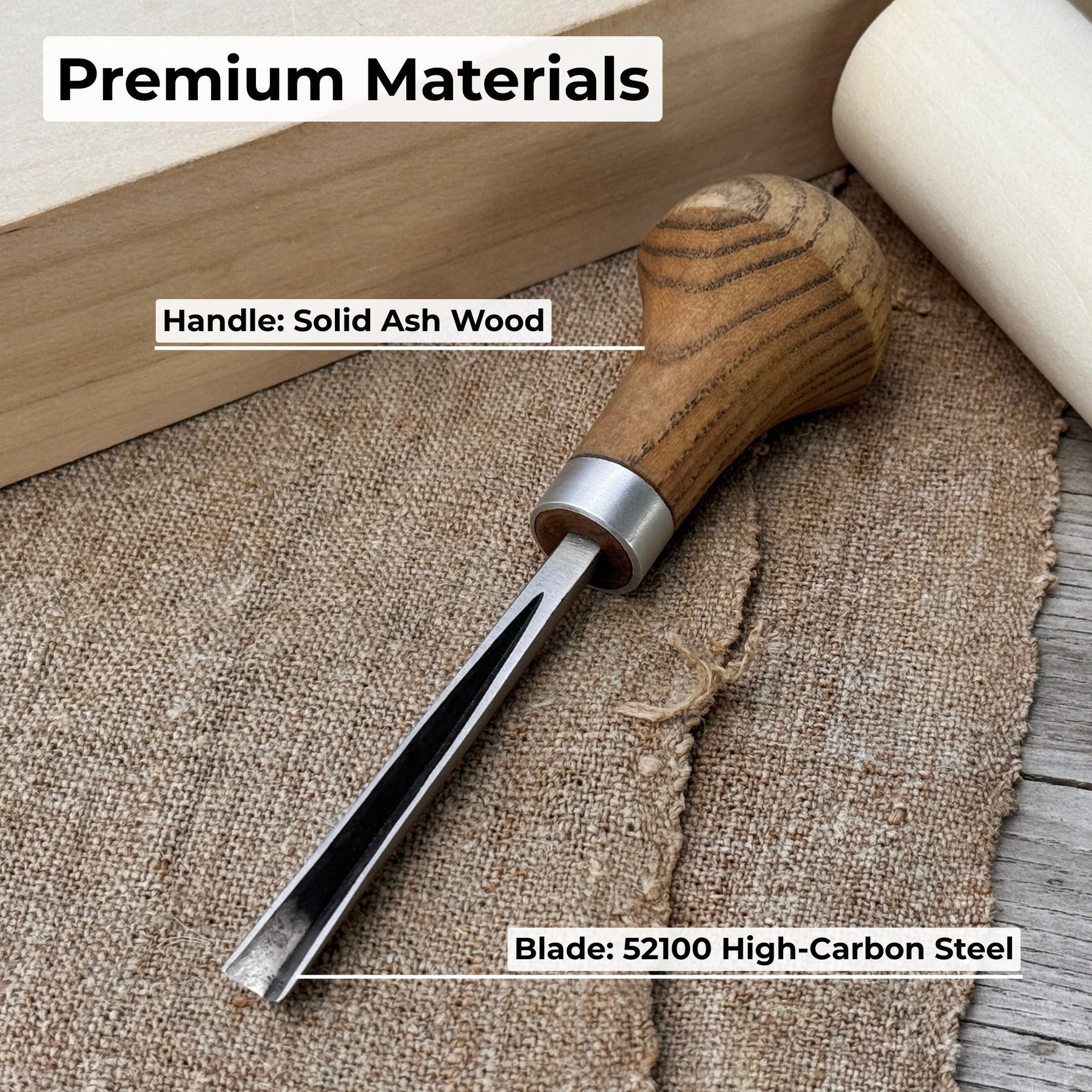 V-Parting Chisel 60 Degree with Palm Handle, 6 mm (0.24 inches) detail view by Sharky Forged Steel Tools