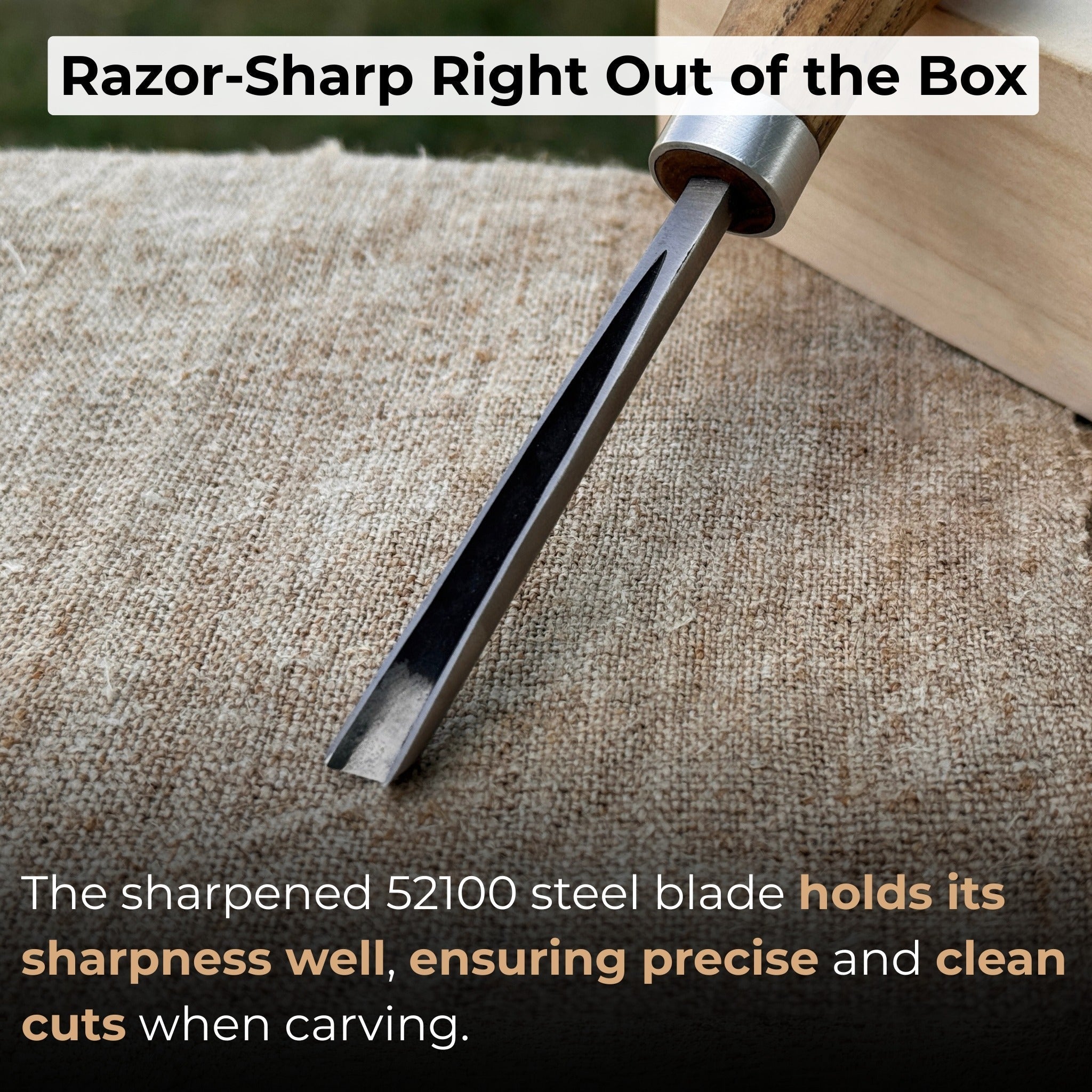 V-Parting Chisel 60 Degree with Palm Handle, 6 mm (0.24 inches) detail view by Sharky Forged Steel Tools