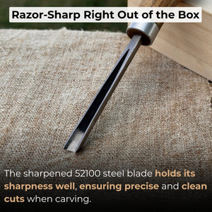 V-Parting Chisel 60 Degree with Palm Handle, 6 mm (0.24 inches) detail view by Sharky Forged Steel Tools