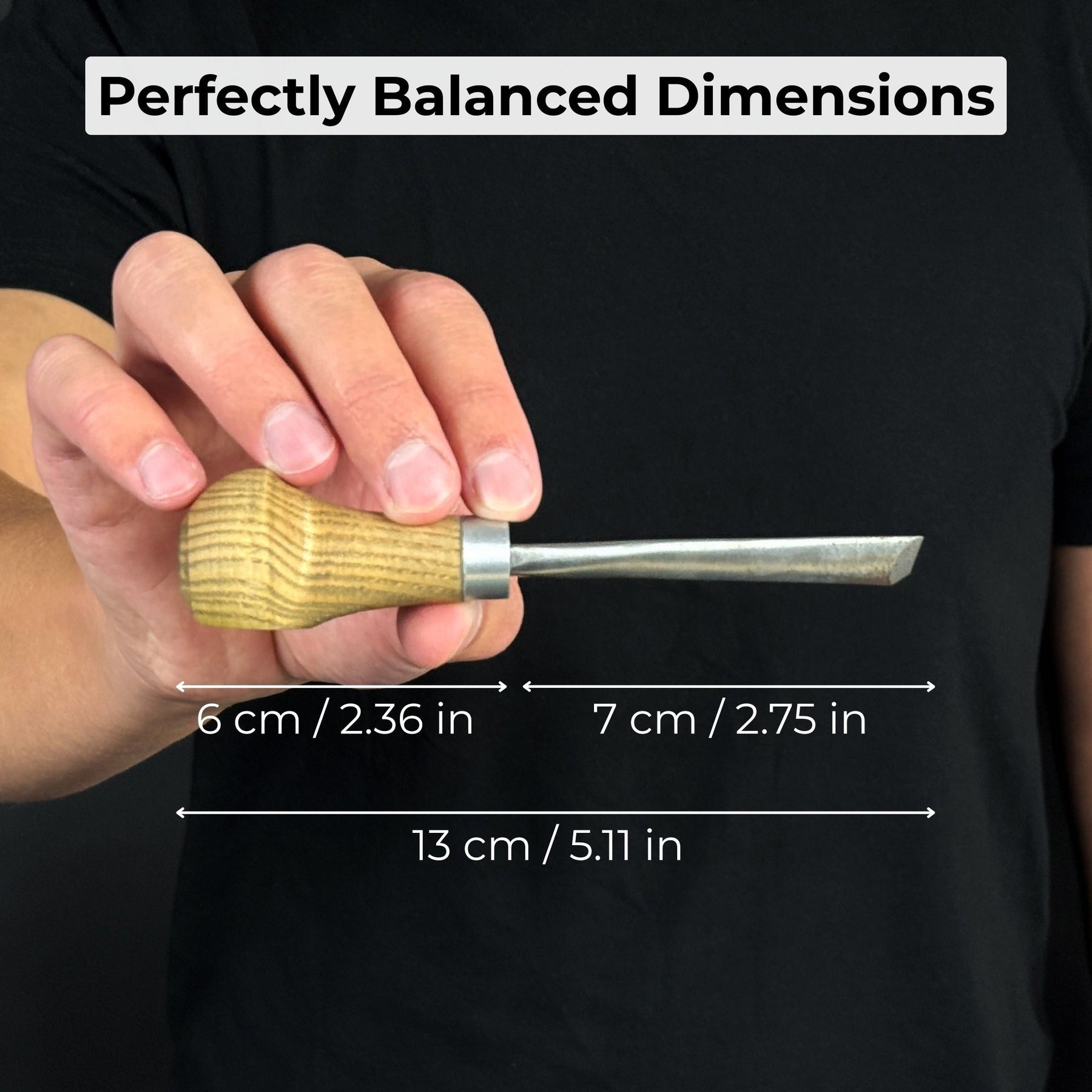 V-Parting Chisel 60 Degree with Palm Handle, 8 mm (0.31 inches) detail view by Sharky Forged Steel Tools