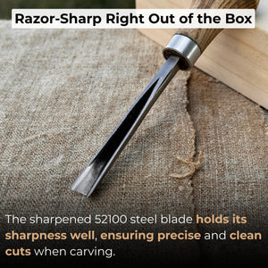 V-Parting Chisel 60 Degree with Palm Handle, 8 mm (0.31 inches) detail view by Sharky Forged Steel Tools