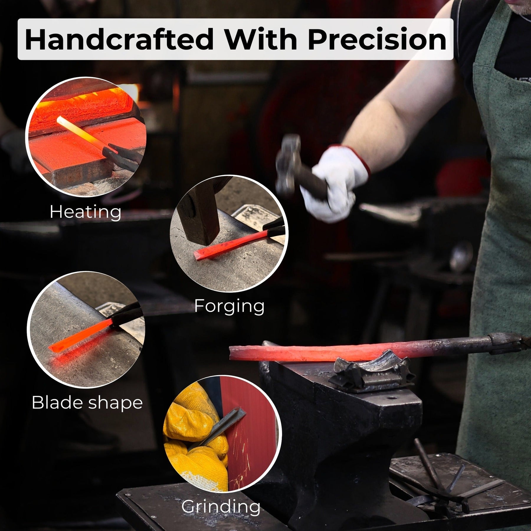 V-Parting Chisel 60 Degree with Palm Handle, 8 mm (0.31 inches) detail view by Sharky Forged Steel Tools