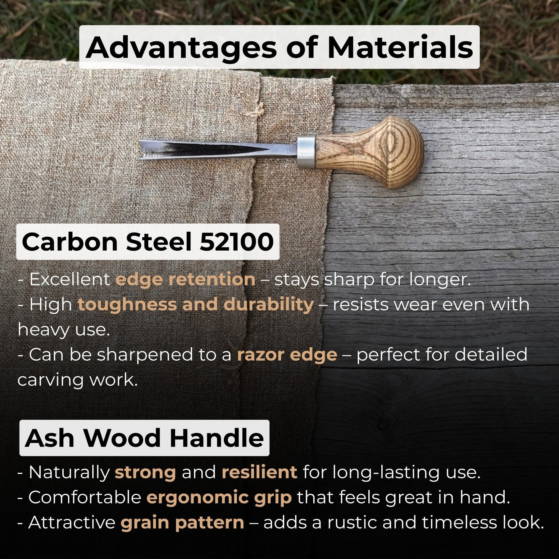 V-Parting Chisel 60 Degree with Palm Handle, 8 mm (0.31 inches) detail view by Sharky Forged Steel Tools