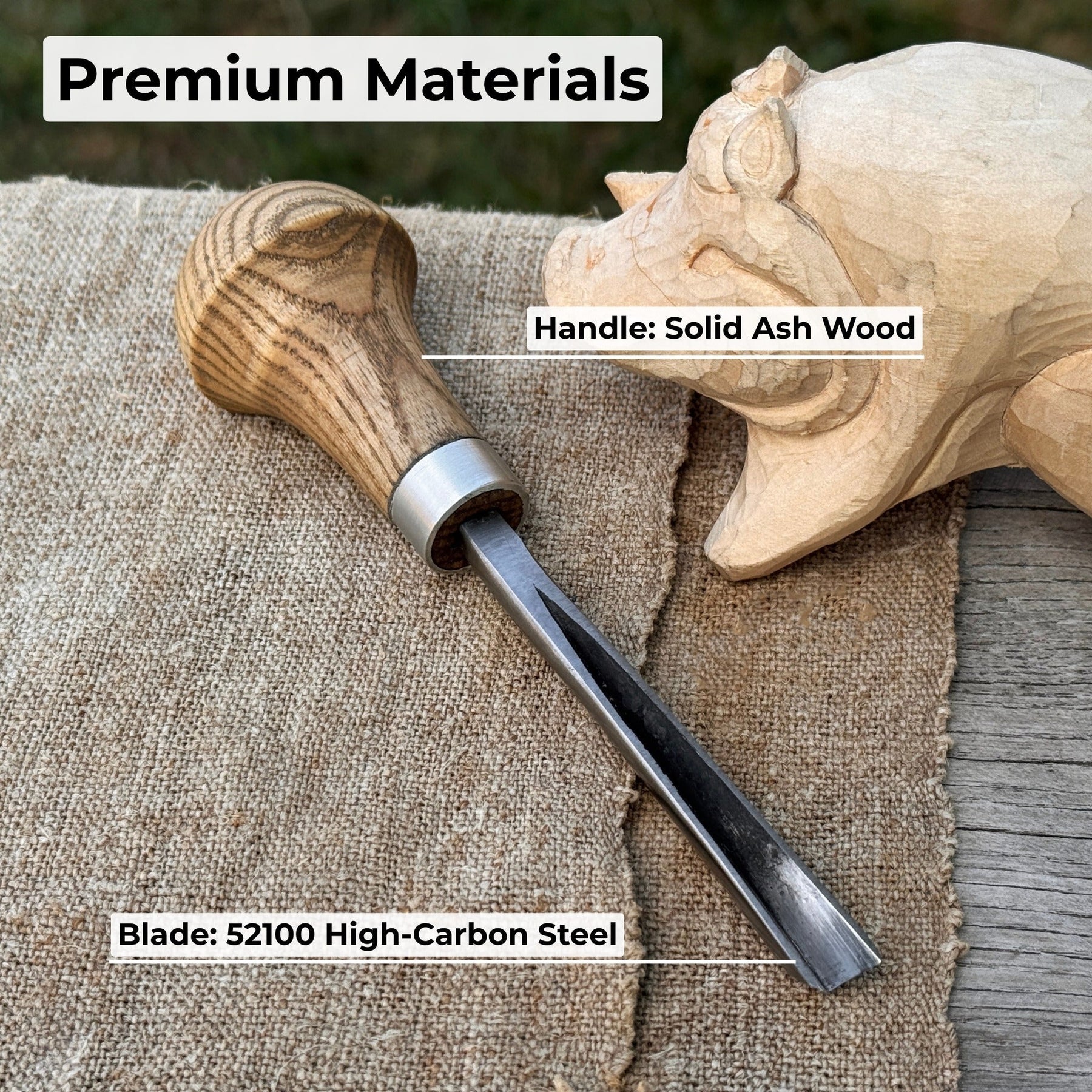 V-Parting Chisel 60 Degree with Palm Handle, 8 mm (0.31 inches) detail view by Sharky Forged Steel Tools