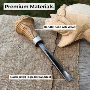 V-Parting Chisel 60 Degree with Palm Handle, 8 mm (0.31 inches) detail view by Sharky Forged Steel Tools