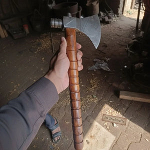 Damascus Pipe Tomahawk Hand Forged Viking Axe by JW SteelCrafts, Southern handmade gift detail photo 7