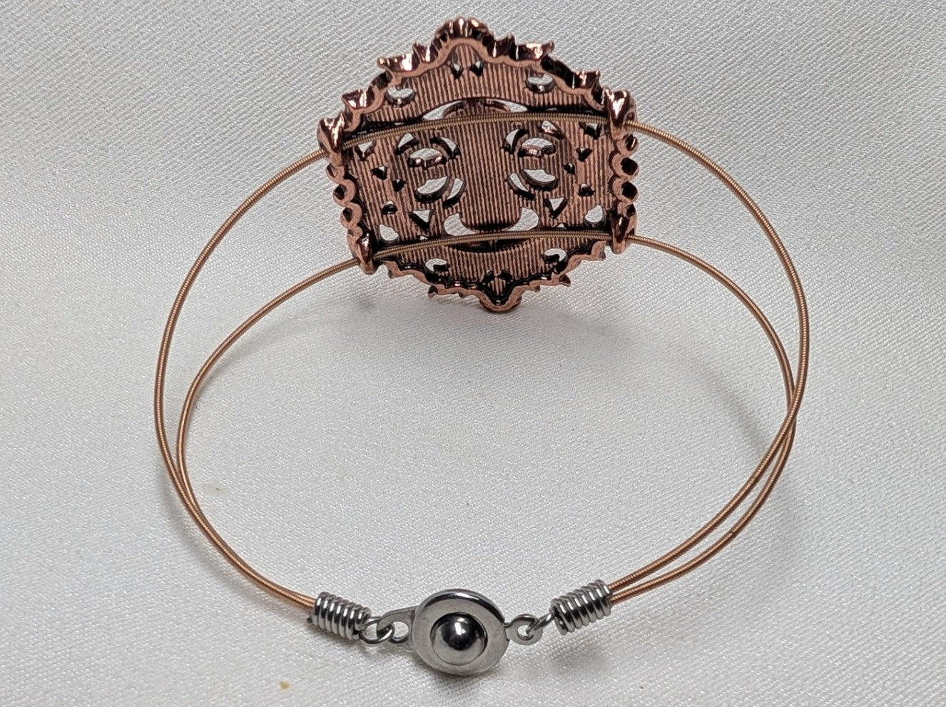 Copper Rhinestone Guitar String Bracelet by N Harmony Jewelry, handmade jewelry detail photo 3