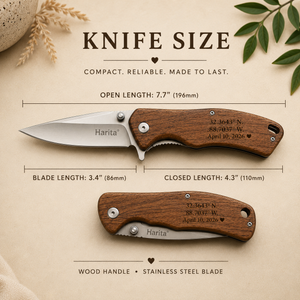 Personalized Engraved Wood Handle Pocket Knife by Poor Hog Customs, Damascus knife detail photo 10