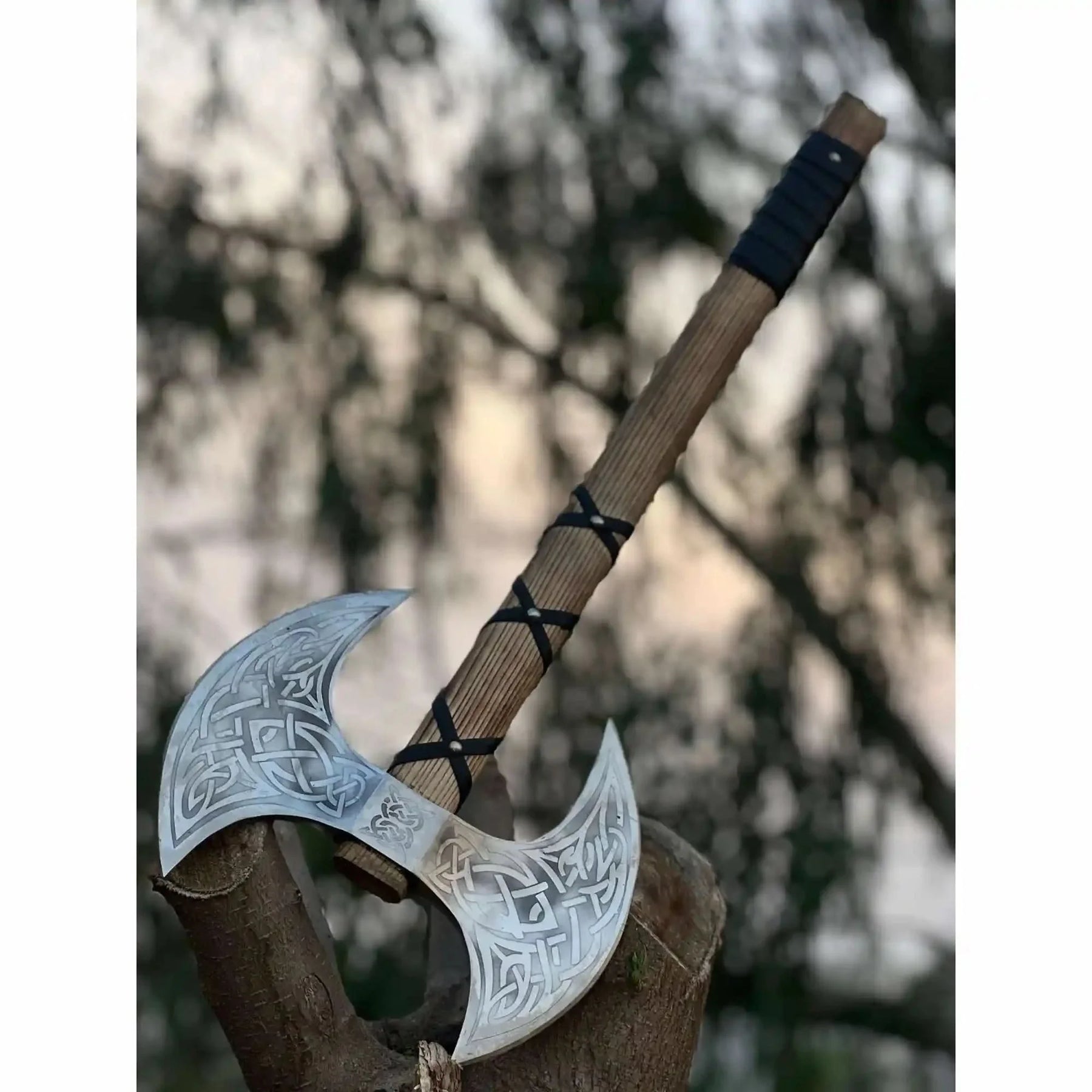 Unique Double-Headed Viking Axe - Handcrafted Decor Piece | Two Styles Available | JW SteelCrafts by JW SteelCrafts, Southern home decor detail photo 3