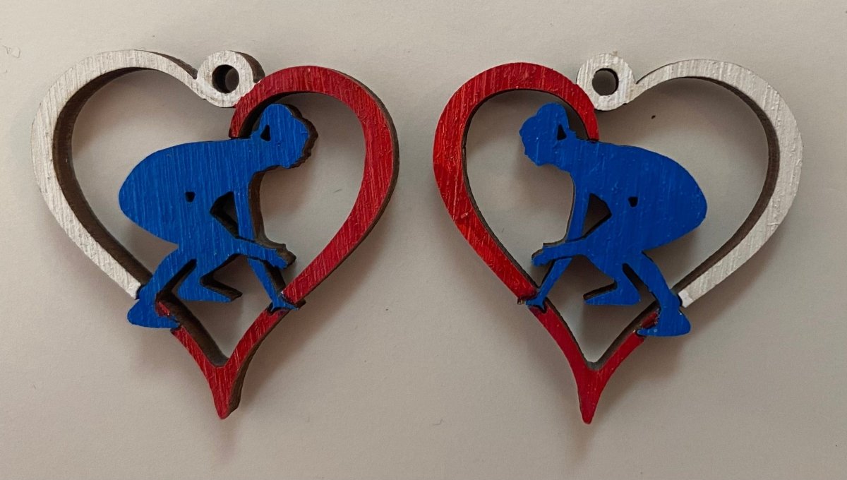 Woman Wrestler Wooden Earrings | Girls Wrestling Jewelry by Cate's Concepts, LLC, handmade jewelry detail photo 2
